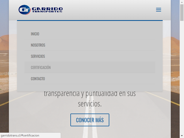 Sitio web – «Transportes Garrido», Iquique